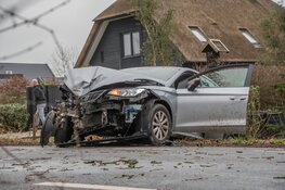 Auto botst tegen boom na uitwijken voor tegenligger