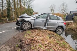 Auto botst tegen boom na uitwijken voor tegenligger